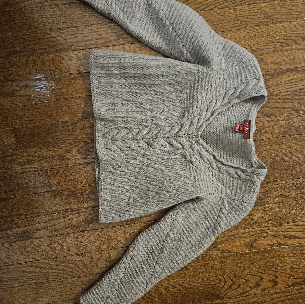 Sundance Cropped Cable Knit Sweater Beige 100% Lambswool Womens Size Small